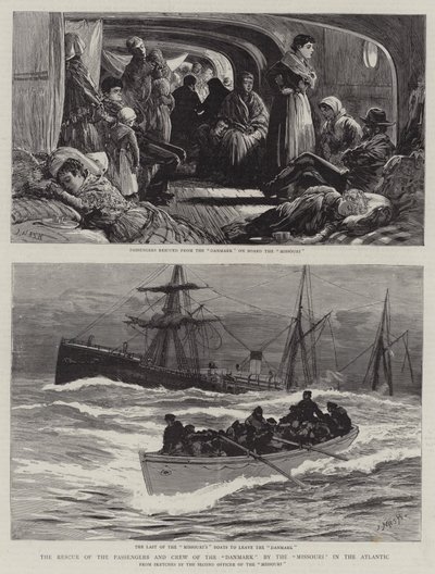 The Rescue of the Passengers and Crew of the Danmark by the Missouri in the Atlantic by Joseph Nash